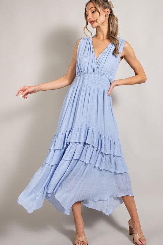 ee:some V-neck Ruffle Maxi Dress, Multiple Colors - SwagglyLife Home & Fashion