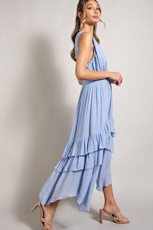 ee:some V-neck Ruffle Maxi Dress, Multiple Colors - SwagglyLife Home & Fashion