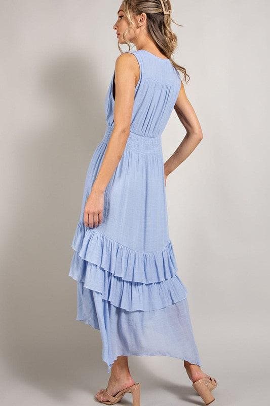 ee:some V-neck Ruffle Maxi Dress, Multiple Colors - SwagglyLife Home & Fashion