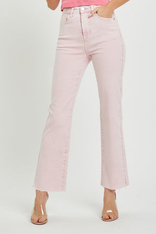 RISEN Pink Full Size High Rise Tummy Control Straight Jeans