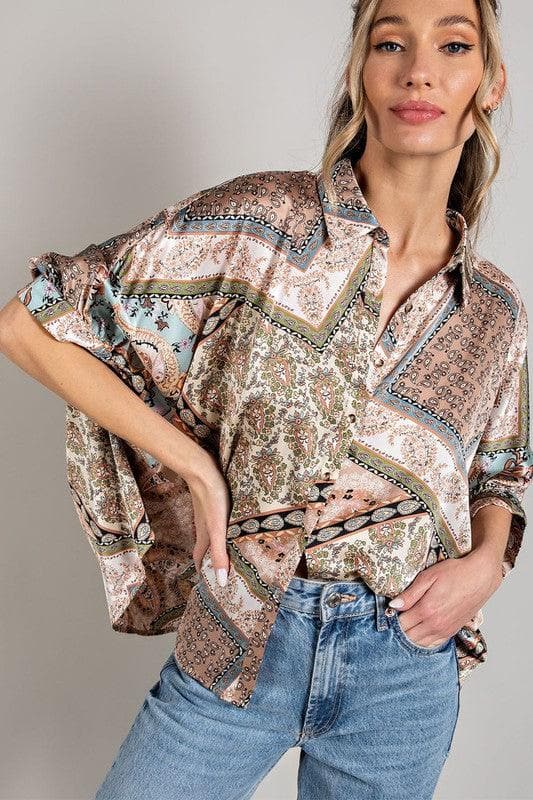 eesome Printed Half-Sleeve Blouse Top - SwagglyLife Home & Fashion