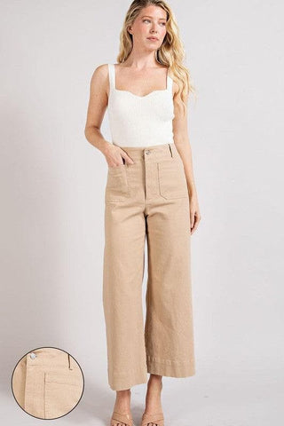 eesome Taupe Soft Washed Wide Leg Pants, Large - SwagglyLife Home & Fashion