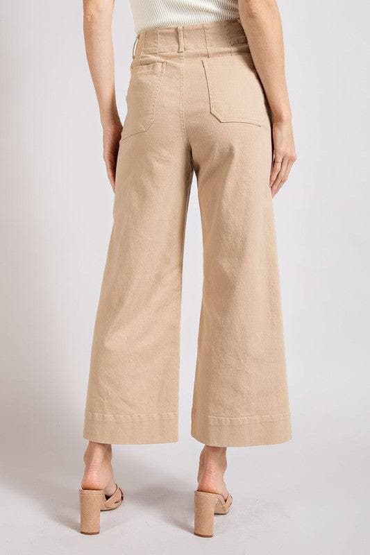 eesome Taupe Soft Washed Wide Leg Pants, Large - SwagglyLife Home & Fashion