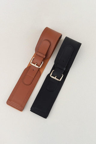 Elastic Wide Faux Leather Belt - SwagglyLife Home & Fashion