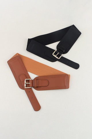 Elastic Wide Faux Leather Belt - SwagglyLife Home & Fashion