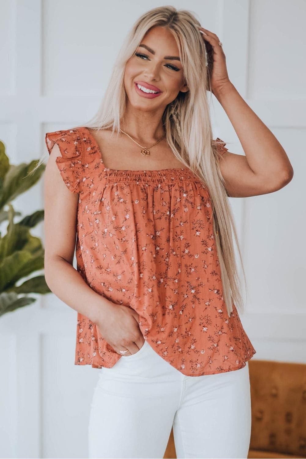 Ellie Floral Flounce Top - SwagglyLife Home & Fashion