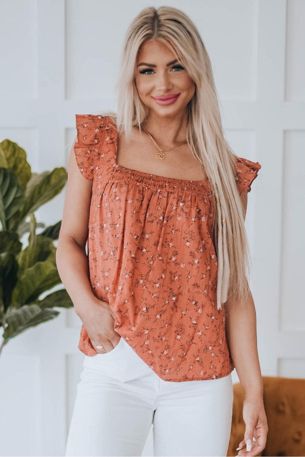 Ellie Floral Flounce Top - SwagglyLife Home & Fashion