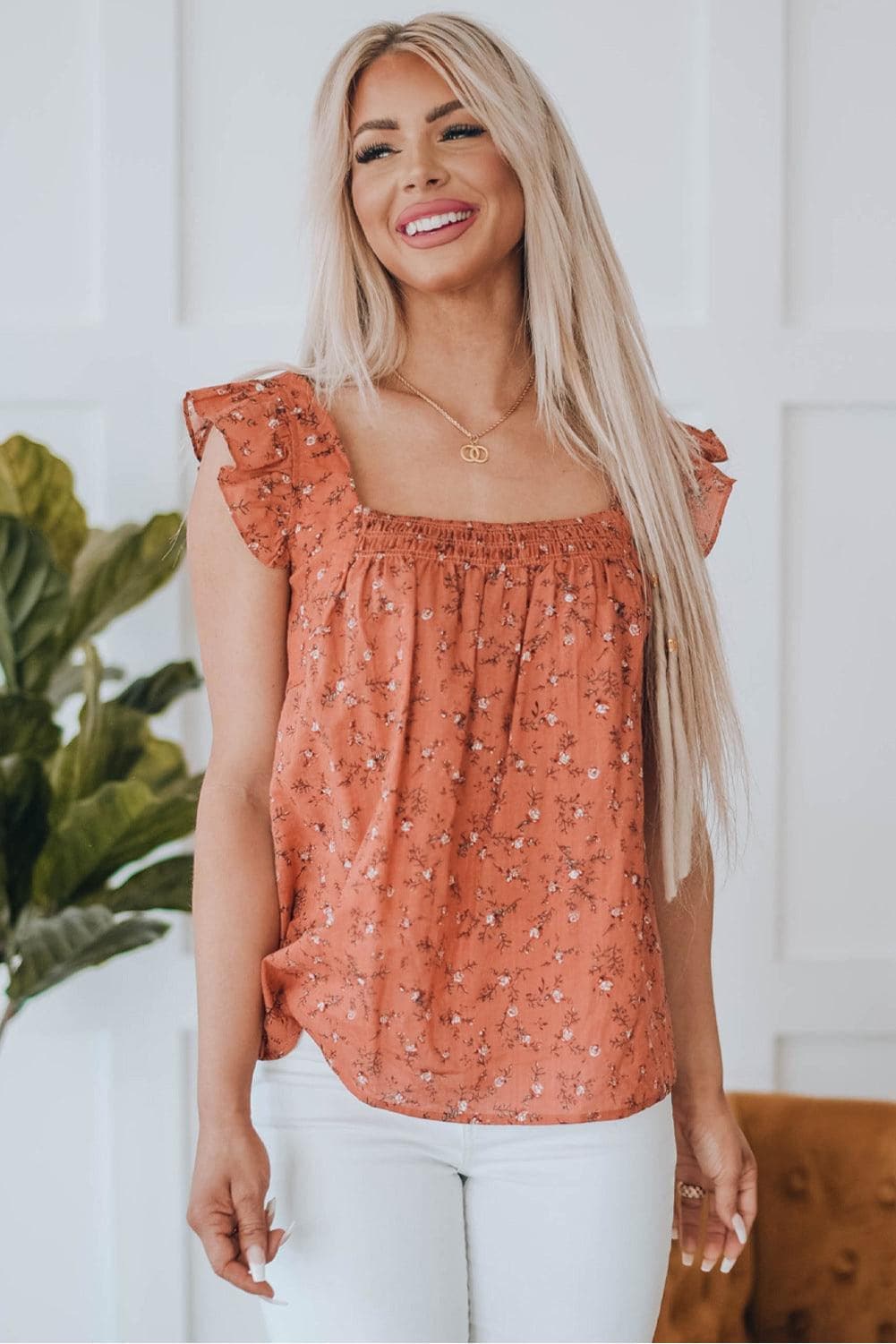 Ellie Floral Flounce Top - SwagglyLife Home & Fashion