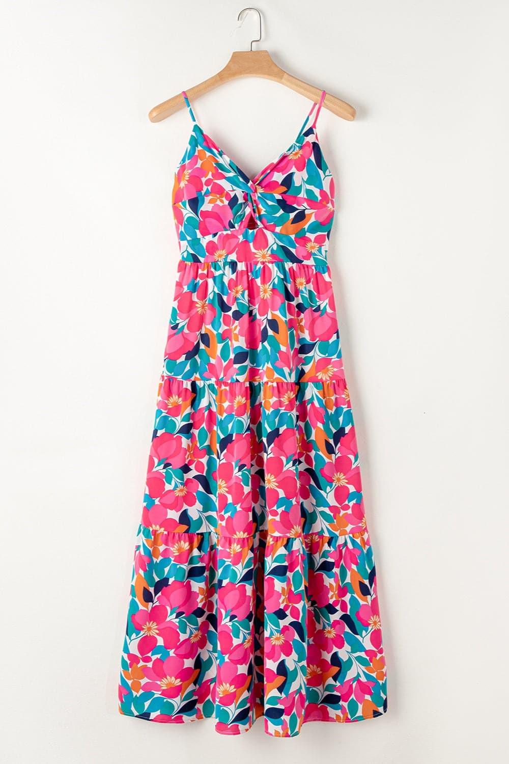 Ellie Printed V-Neck Maxi Cami Dress - SwagglyLife Home & Fashion