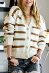 Embrace Striped V-Neck Button Down Cardigan - SwagglyLife Home & Fashion