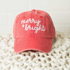 Embroidered Merry And Bright Cursive Canvas Hat - SwagglyLife Home & Fashion