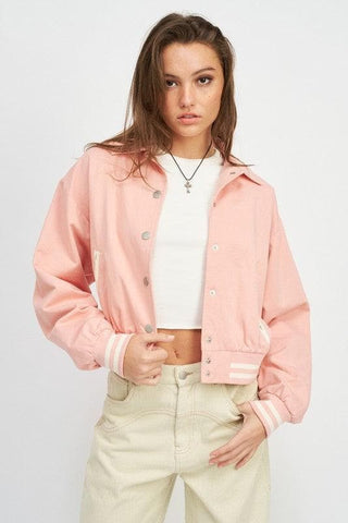 EMORY PARK Collared Bomber Jacket - SwagglyLife Home & Fashion