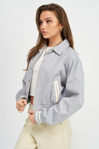 EMORY PARK Collared Bomber Jacket - SwagglyLife Home & Fashion