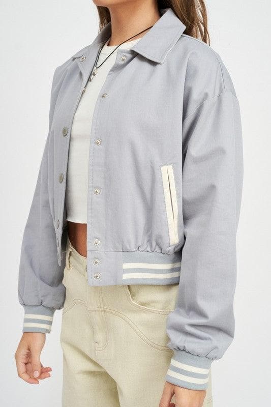 EMORY PARK Collared Bomber Jacket - SwagglyLife Home & Fashion