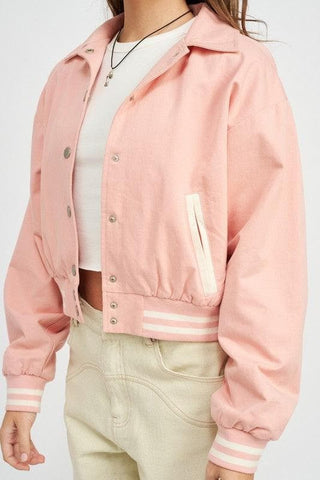 EMORY PARK Collared Bomber Jacket - SwagglyLife Home & Fashion