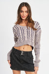 EMORY PARK Contrasted Cable Knit Sweater Top - SwagglyLife Home & Fashion