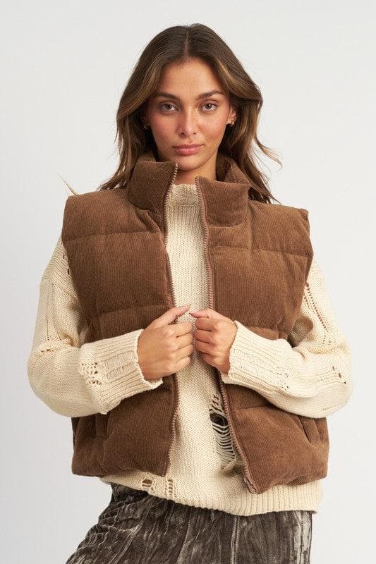 EMORY PARK Corduroy Puffer Vest - SwagglyLife Home & Fashion