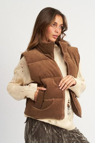 EMORY PARK Corduroy Puffer Vest - SwagglyLife Home & Fashion