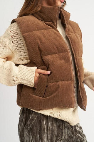 EMORY PARK Corduroy Puffer Vest - SwagglyLife Home & Fashion