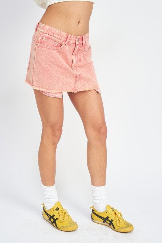 EMORY PARK Fringe Overdye Mini Skirt - SwagglyLife Home & Fashion