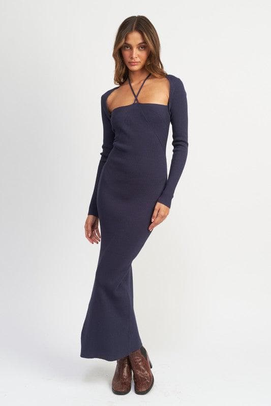 EMORY PARK Halter Neck Maxi Dress with Slit - SwagglyLife Home & Fashion