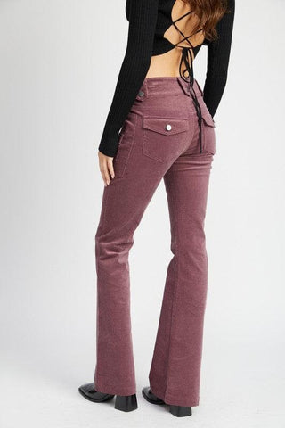 EMORY PARK Helena Low Rise Pants with Bell Bottom, 2 Colors - SwagglyLife Home & Fashion