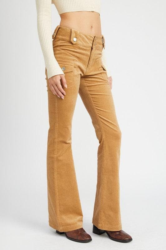 EMORY PARK Helena Low Rise Pants with Bell Bottom, 2 Colors - SwagglyLife Home & Fashion