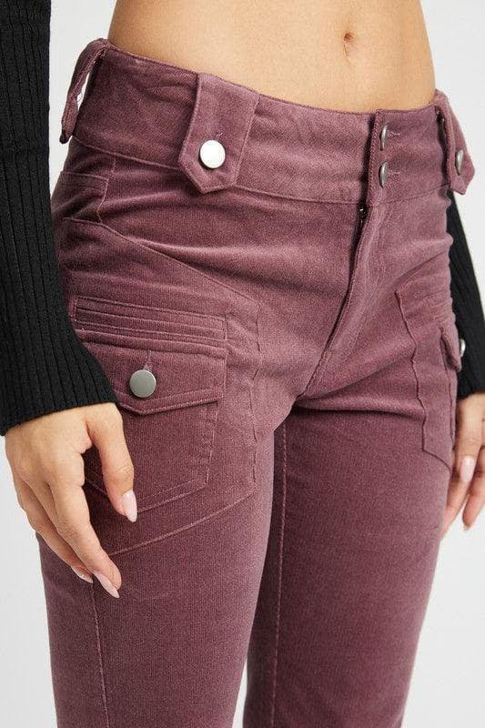 EMORY PARK Helena Low Rise Pants with Bell Bottom, 2 Colors - SwagglyLife Home & Fashion