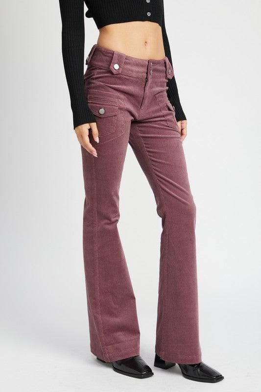 EMORY PARK Helena Low Rise Pants with Bell Bottom, 2 Colors - SwagglyLife Home & Fashion