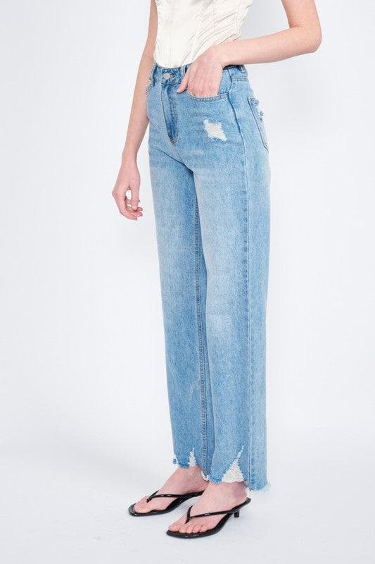 EMORY PARK High Waisted Straight Leg Denim Jeans - SwagglyLife Home & Fashion