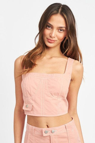 EMORY PARK Lucy Cropped Contrast Corset Top - SwagglyLife Home & Fashion