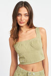 EMORY PARK Lucy Cropped Contrast Corset Top - SwagglyLife Home & Fashion
