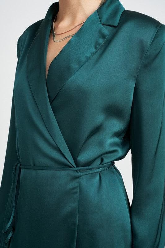 EMORY PARK Ramona Wrapped Blazer Mini Dress with Drawstring - SwagglyLife Home & Fashion