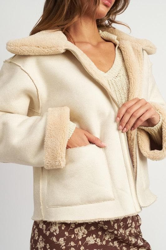 EMORY PARK Reversible Fur Cropped Jacket - SwagglyLife Home & Fashion