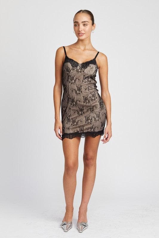 EMORY PARK Spaghetti Strap Mini Lace Dress - SwagglyLife Home & Fashion