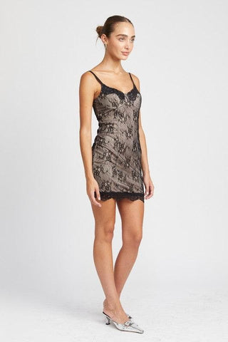 EMORY PARK Spaghetti Strap Mini Lace Dress - SwagglyLife Home & Fashion