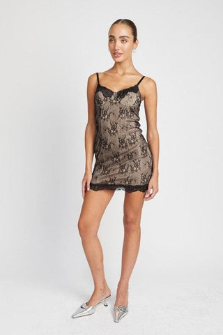 EMORY PARK Spaghetti Strap Mini Lace Dress - SwagglyLife Home & Fashion