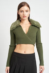 EMORY PARK V-Neck Cardigan With Fur Collar - SwagglyLife Home & Fashion