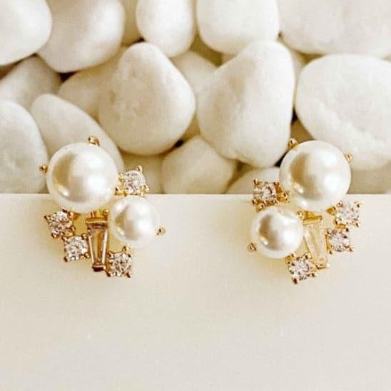 Estate Pearl And Shine Stud Earrings - SwagglyLife Home & Fashion