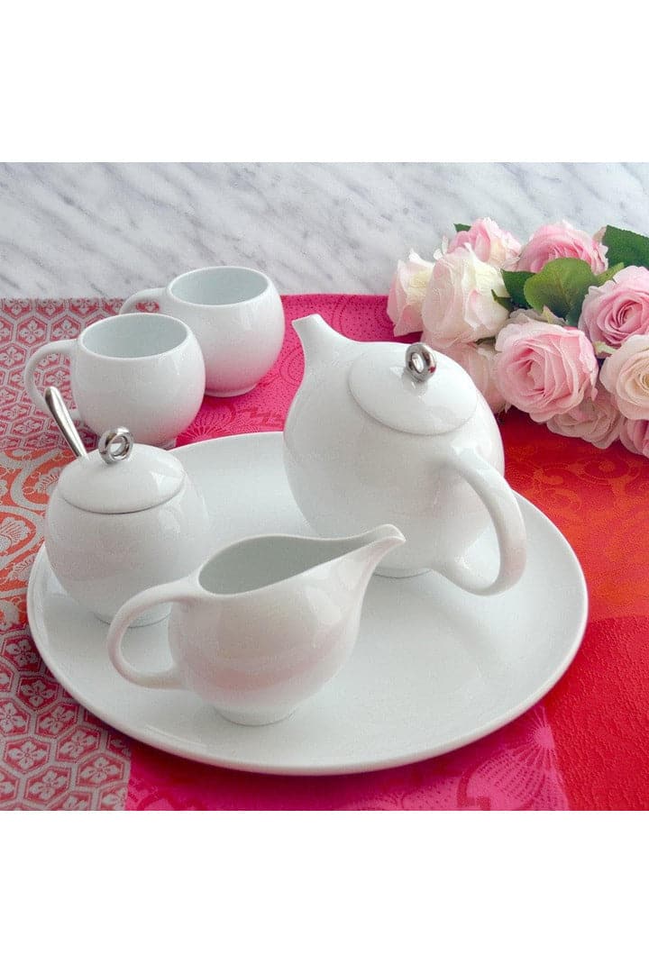 EVA 6-piece tea set - White porcelain - SwagglyLife Home & Fashion