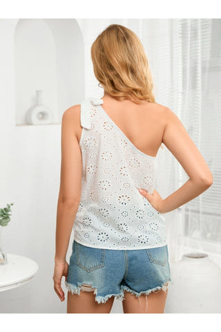 Eyelet One Shoulder Tank - SwagglyLife Home & Fashion