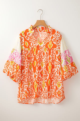 Annabelle Printed Notched Half Sleeve Blouse