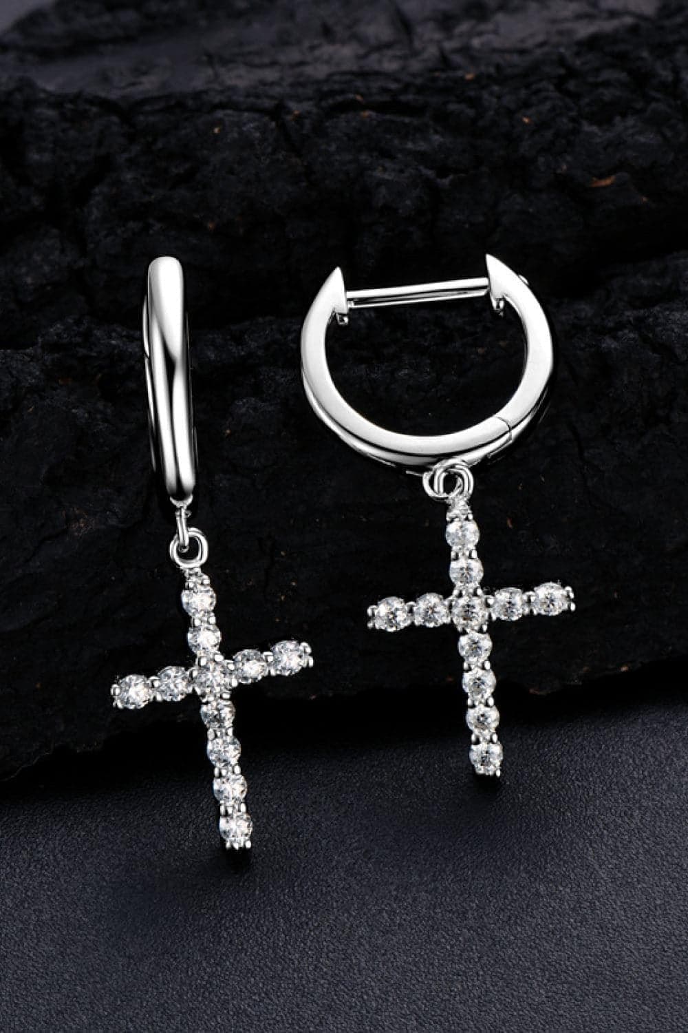 Faith 925 Sterling Silver Moissanite Cross Earrings - SwagglyLife Home & Fashion