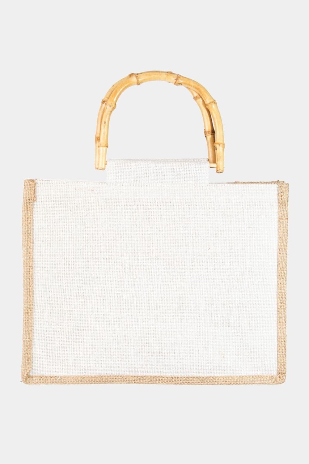 Fame Bamboo Handle Hello Weekend Tote Bag - SwagglyLife Home & Fashion