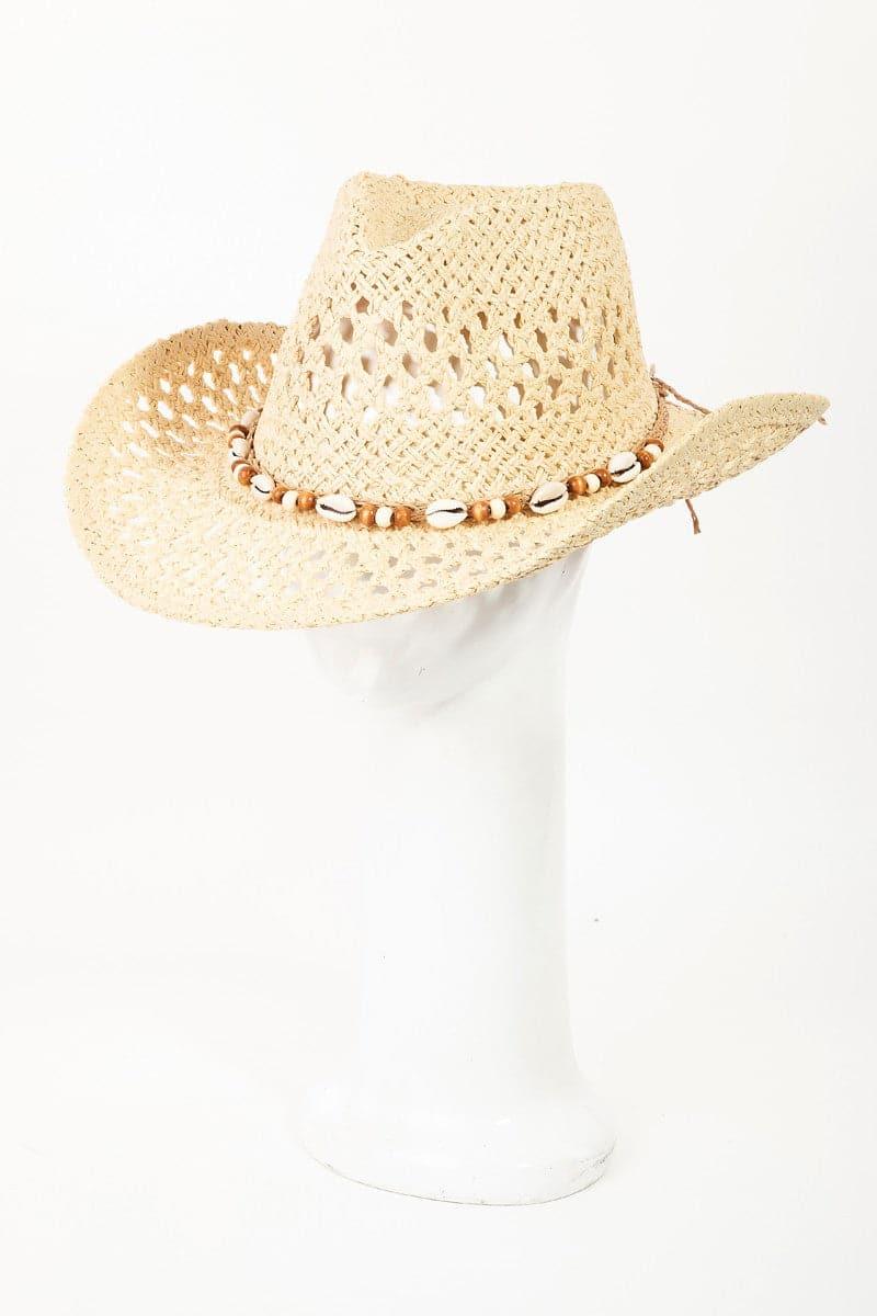 Fame Cowrie Shell Beaded String Straw Hat - SwagglyLife Home & Fashion