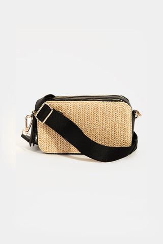 Fame Straw Contrast Crossbody Bag - SwagglyLife Home & Fashion