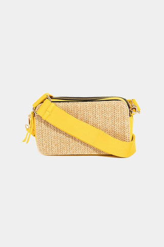 Fame Straw Contrast Crossbody Bag - SwagglyLife Home & Fashion