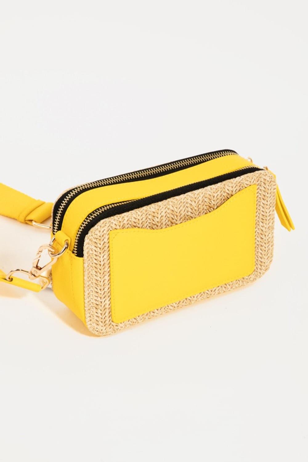 Fame Straw Contrast Crossbody Bag - SwagglyLife Home & Fashion