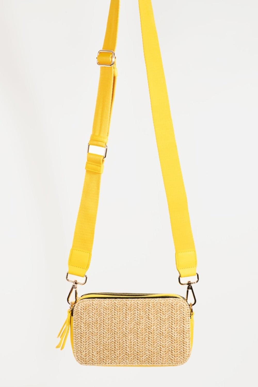 Fame Straw Contrast Crossbody Bag - SwagglyLife Home & Fashion