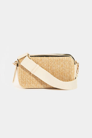 Fame Straw Contrast Crossbody Bag - SwagglyLife Home & Fashion